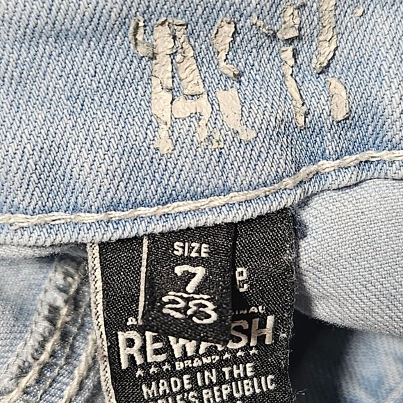 Vintage Rewash Jeans Womens Size 7 Skinny Mid Rise Light Wash Ripped Denim Pants - Picture 6 of 7